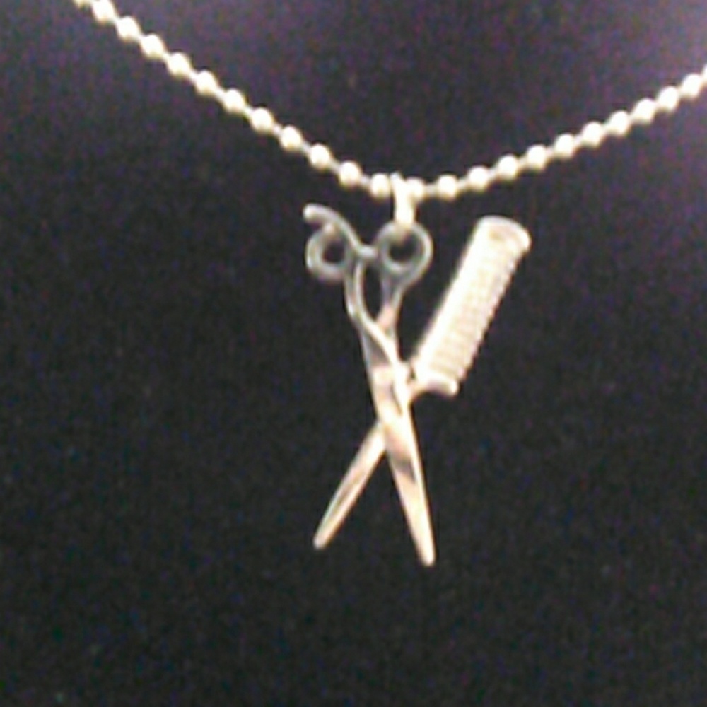 Scissors and comb necklace